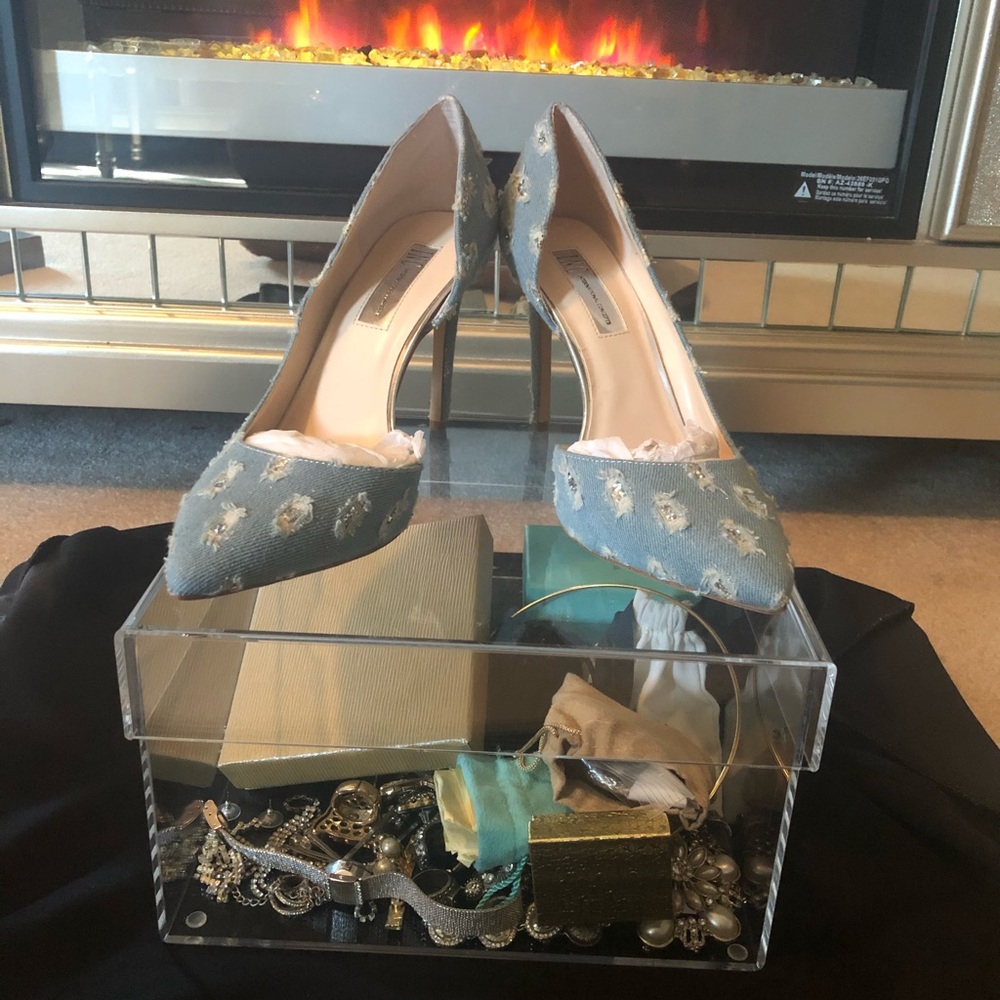 Denim heels